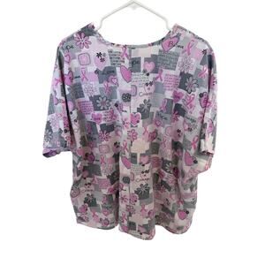 Scrub HQ 2 XL Scrub Top Cancer pinks short sleeve 28" pit to pit v-neck 3 pocket